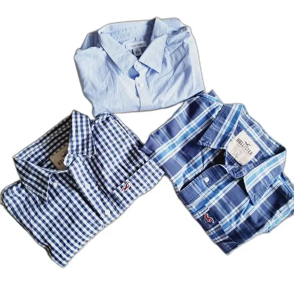 Lot of 3 Men’s Shirts Hollister & Calvin Klein Size Large Long Sleeve GUC - Picture 2 of 14
